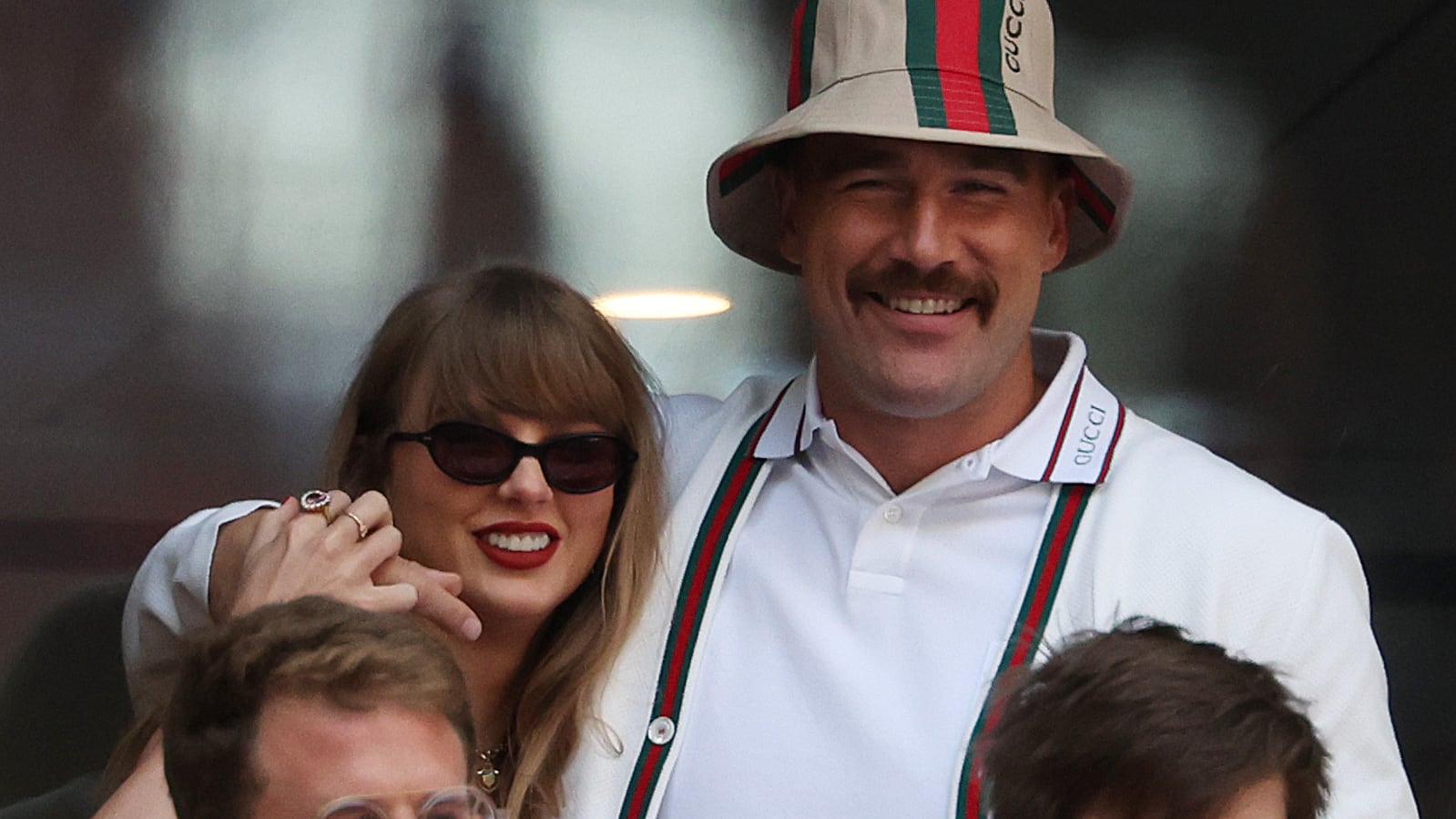 NEW YORK, NEW YORK - SEPTEMBER 08: Singer-songwriter Taylor Swift and Travis Kelce of the Kansas City Chiefs attend the Men's Singles Final match between Taylor Fritz of the United States and Jannik Sinner of Italy on Day Fourteen of the 2024 US Open at USTA Billie Jean King National Tennis Center on September 08, 2024 in the Flushing neighborhood of the Queens borough of New York City. (Photo by Al Bello/Getty Images)