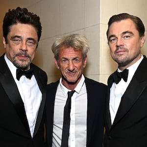 Benicio del Toro, Sean Penn and Leonardo DiCaprio attend Moët & Chandon At The 83rd Annual Golden Globe Awards 2026