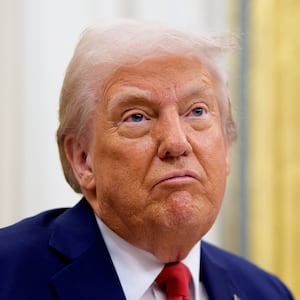 WASHINGTON, DC - MARCH 31: U.S. President Donald Trump gestures while speaking during an executive order signing event in the Oval Office of the White House on March 31, 2025 in Washington, DC. Trump has signed an executive order against ticket scalping and reforming the live entertainment ticket industry. (Photo by Andrew Harnik/Getty Images)