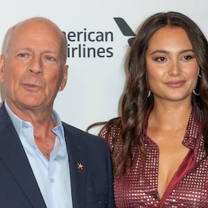 NEW YORK, UNITED STATES - 2019/10/11: Bruce Willis and Emma Heming Willis wearing dress by Bottega Veneta attend Motherless Brooklyn premiere during 57th New York Film Festival at Alice Tully Hall.