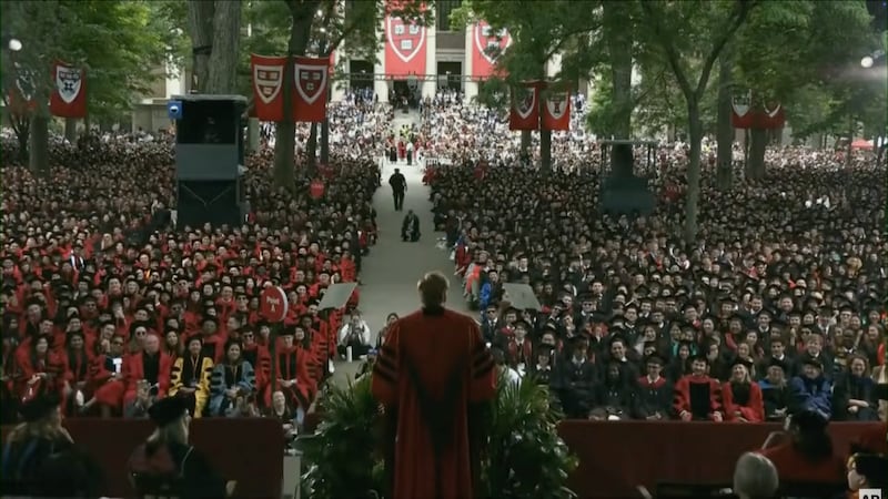 Conan O'Brien giving a commencement speech at Harvard University