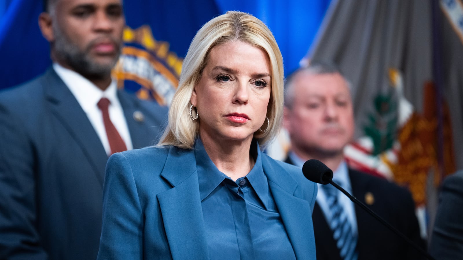 Attorney General Pam Bondi conducts a news conference at the Department of Justice on Thursday, December 4, 2025.