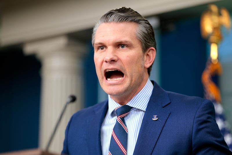 Secretary of Defense Pete Hegseth speaks to reporters about the collision of an American Airlines flight with a military Black Hawk helicopter near Ronald Reagan National Airport, at the White House on Jan. 30, 2025 in Washington, DC.