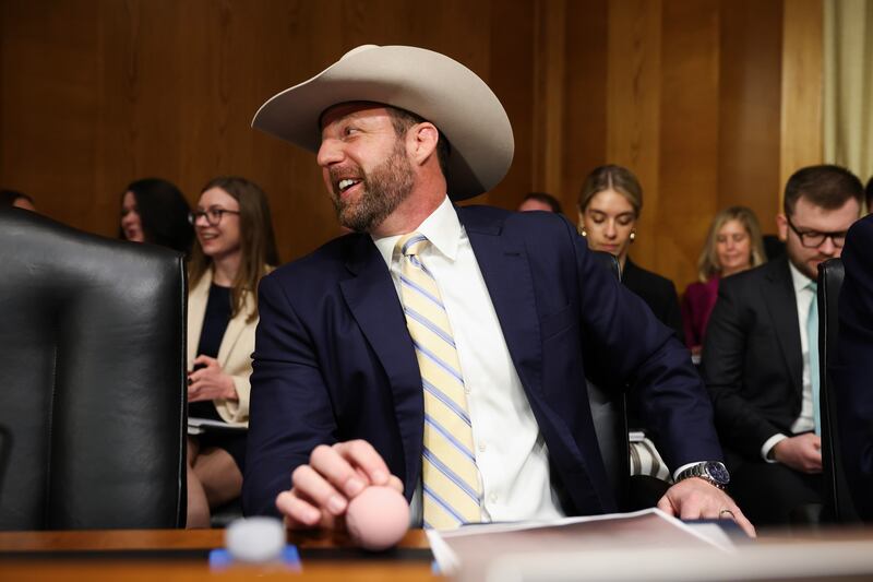 WASHINGTON, DC - MARCH 13: U.S. Sen. Markwayne Mullin (R-OK) before a Health, Education, Labor, and Pensions (HELP) Committee to consider the nominations for NIH Director and FDA Commissioner at the U.S. Capitol on March 13, 2025 in Washington, DC. The Committee voted to advance the nominations of Dr. Jayanta Bhattacharya for Director of the National Institutes of Health (12-11) and Dr. Martin Makary for Commissioner of the U.S. Food and Drug Administration (14-9). (Photo by Kayla Bartkowski/Getty Images)