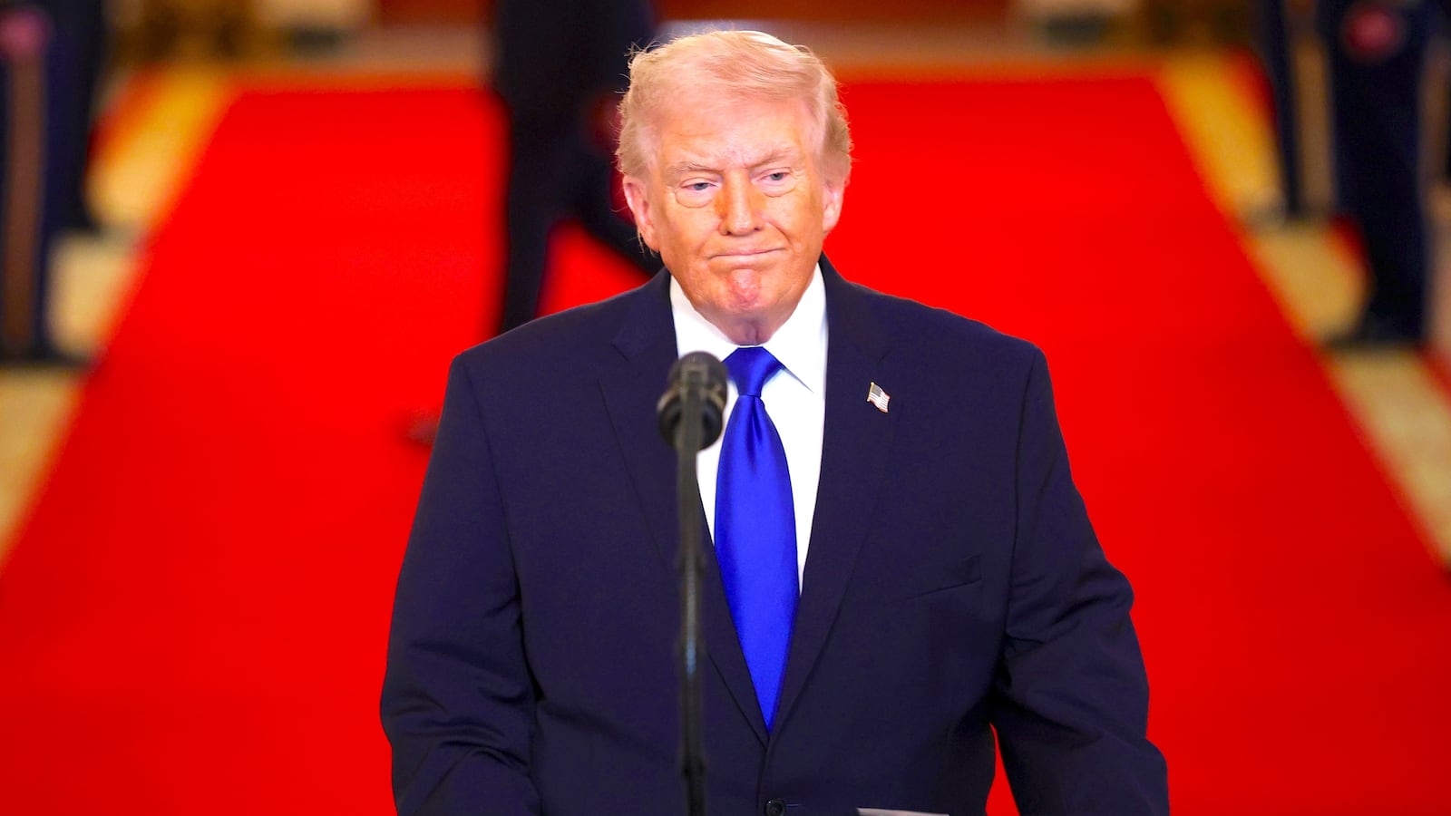 President Donald Trump speaks during an Angel Families remembrance ceremony held in the East Room at the White House February 23, 2026 in Washington, DC.