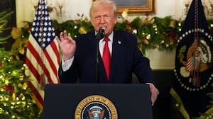 President Donald Trump addresses the nation from the White House on December 17, 2025 in Washington, D.C.