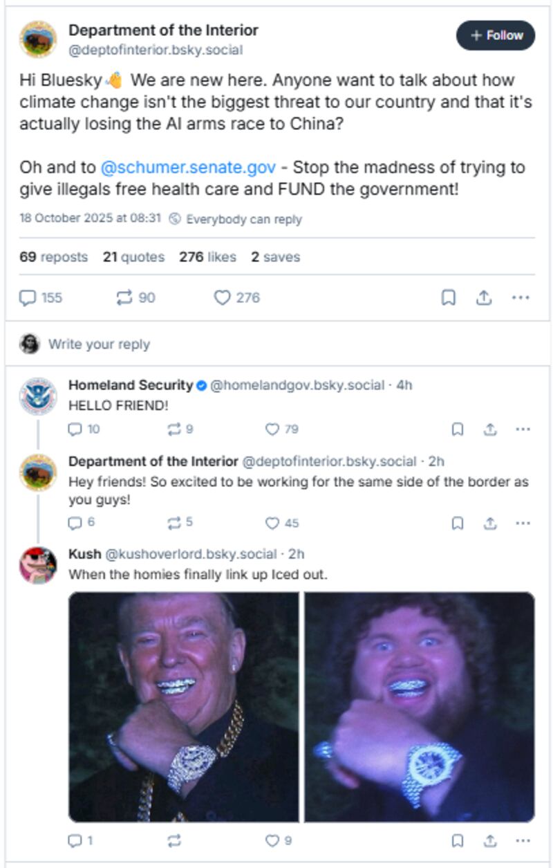 The Department of the Interior joins social media site Bluesky.