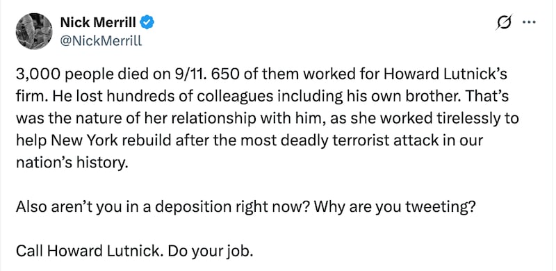 Hillary Clinton's adviser responds to Rep. Nancy Mace's accusations about the former secretary of state's deposition regarding 9/11 and Howard Lutnick.