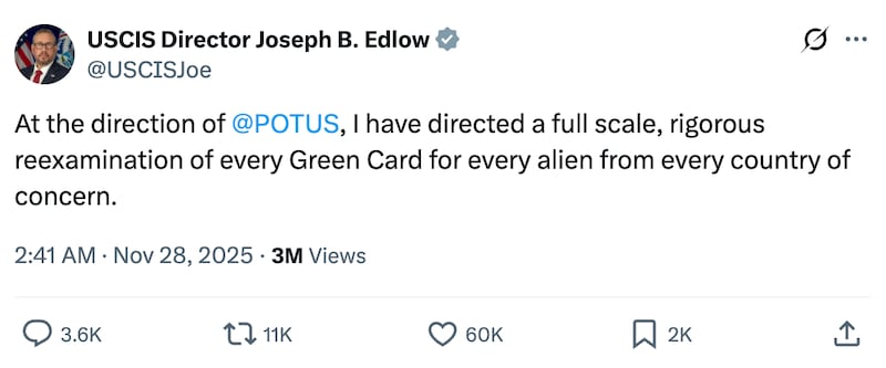 The USCIS chief has ordered staff to consider "country-specific factors" when reviewing immigration requests.