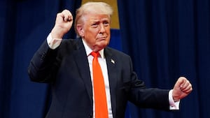 U.S. President Donald Trump dances as he departs an event at The Villages Charter School at The Villages, Florida, U.S., May 1, 2026. REUTERS/Nathan Howard