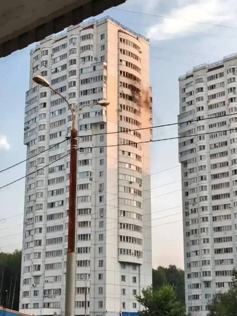 An apartment building damaged during an overnight Ukrainian drone attack, according to local authorities, in the course of Russia-Ukraine conflict, in Chekhov in the Moscow Region, Russia July 28, 2026. Governor of Moscow region Andrei Vorobyov/Handout via REUTERS ATTENTION EDITORS - THIS IMAGE WAS PROVIDED BY A THIRD PARTY. NO RESALES. NO ARCHIVES. MANDATORY CREDIT.