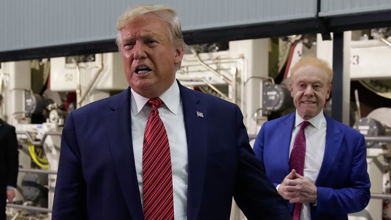 US President Donald Trump and Australian businessman Anthony Pratt attend the official opening of Pratt Industries Wapakoneta, a recycling and paper plant owned by Anthony Pratt in Wapakoneta, Ohio, September 22, 2019.