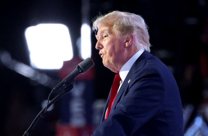 Former president Donald Trump speaks at the Republican National Convention on July 18.