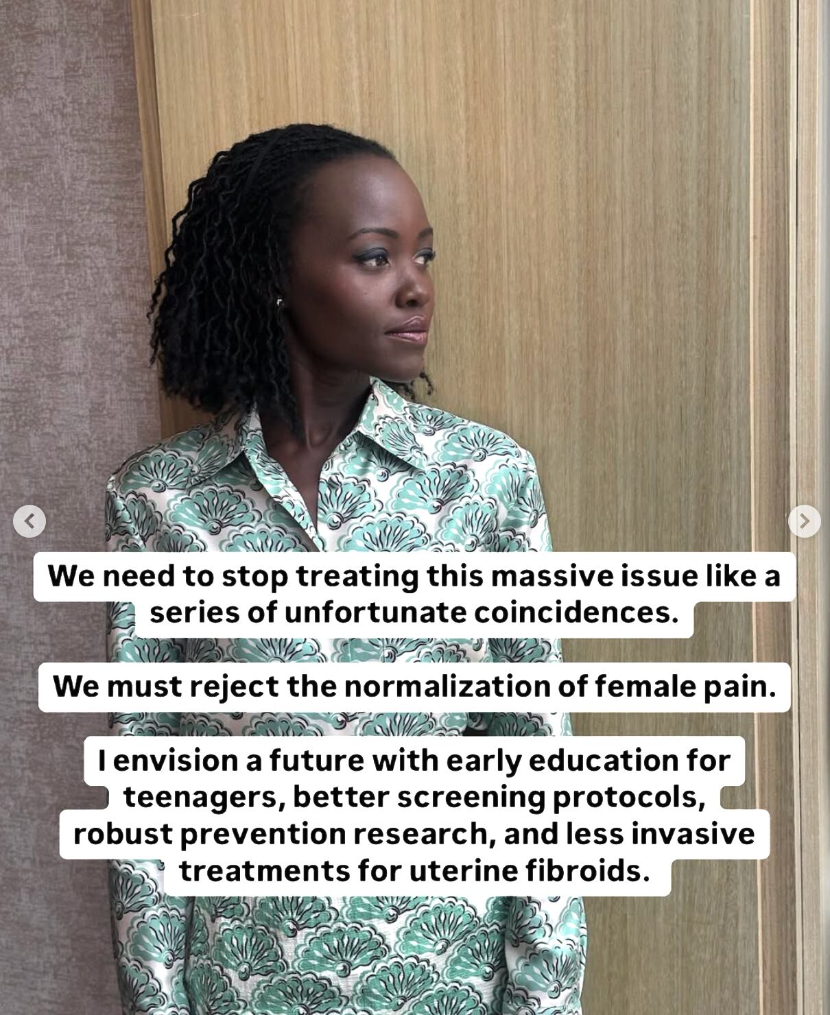 Lupita Nyong'o shared a photo of her with text on her Instagram.