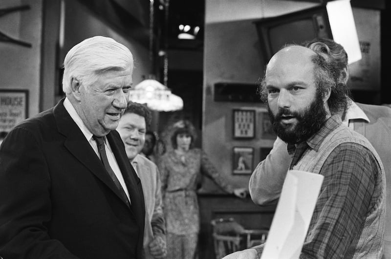 James Burrows, right, on the set of “Cheers,” a show he co-created.