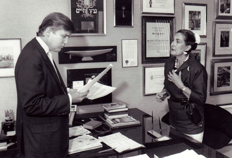 Donald Trump and his top personal aide Norma Foerderer at Trump Tower in Manhattan on August 16, 1989.