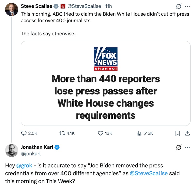 Steve Scalise gets fact-checked by Grok on X.