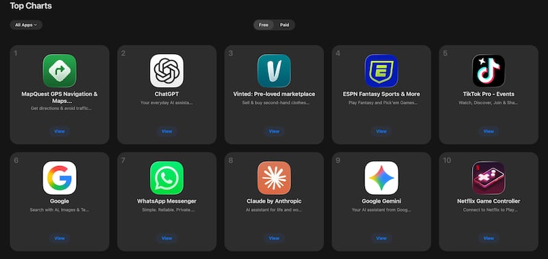 MapQuest tops Apple's app chart in the U.S.
