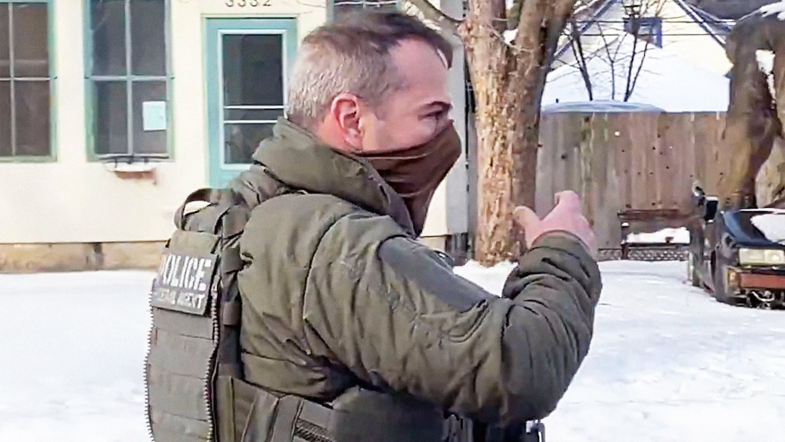 A screenshot of a video posted by Max Nesterak on the social media site X shows ICE officer Jonathan Ross shortly after he fatally shot Renee Nicole Good in Minneapolis on Jan. 7, 2025.