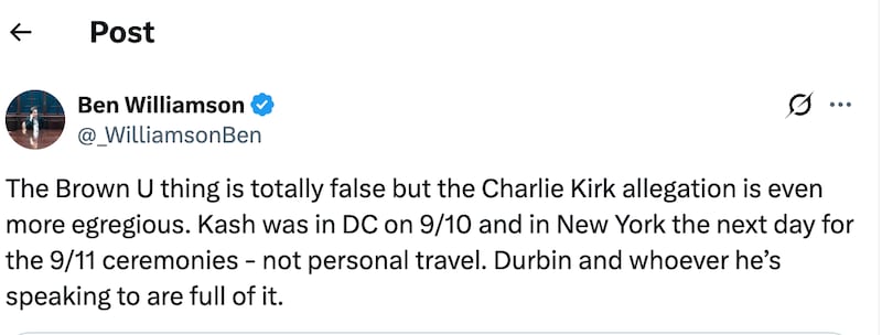 An FBI spokesperson pushed back on claims against Patel on Tuesday.