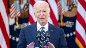 President Joe Biden addresses the nation from the Rose Garden of the White House in Washington, DC, Nov. 7, 2024, after Donald Trump won the presidential election.