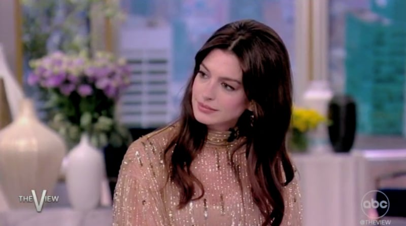 Anne Hathaway on The View in 2022.