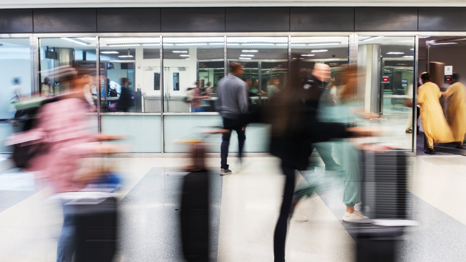 Passengers at Dulles International Airport.