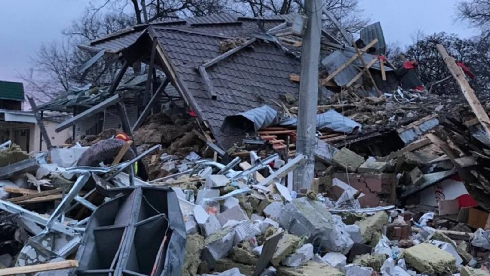 Aftermath of an alleged Russian missile strike which killed a 2-month-old baby in Kharkiv Oblast, Ukraine.