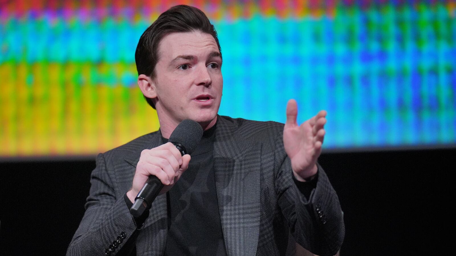 Drake Bell speaks on a panel for “Quiet on Set”