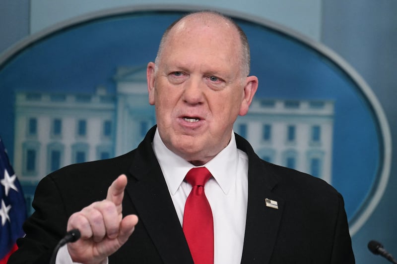 White House 'border czar' Tom Homan speaks during the daily briefing in the Brady Briefing Room of the White House in Washington, DC, on April 28, 2025.