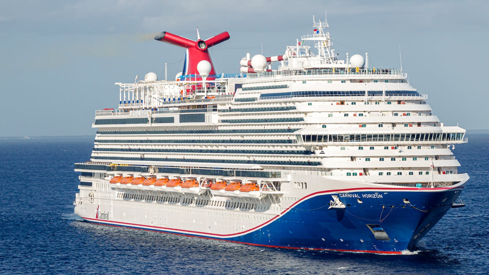Cozumel, Mexico, Cruise Port Pier, arriving Carnival Horizon cruise ship.