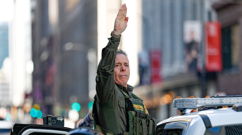 US Customs and Border Patrol Commander Gregory Bovino leaves federal court at Dirksen Federal Building after his hearing in Chicago, Illinois, on October 28, 2025.