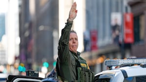 US Customs and Border Patrol Commander Gregory Bovino leaves federal court at Dirksen Federal Building after his hearing in Chicago, Illinois, on October 28, 2025.
