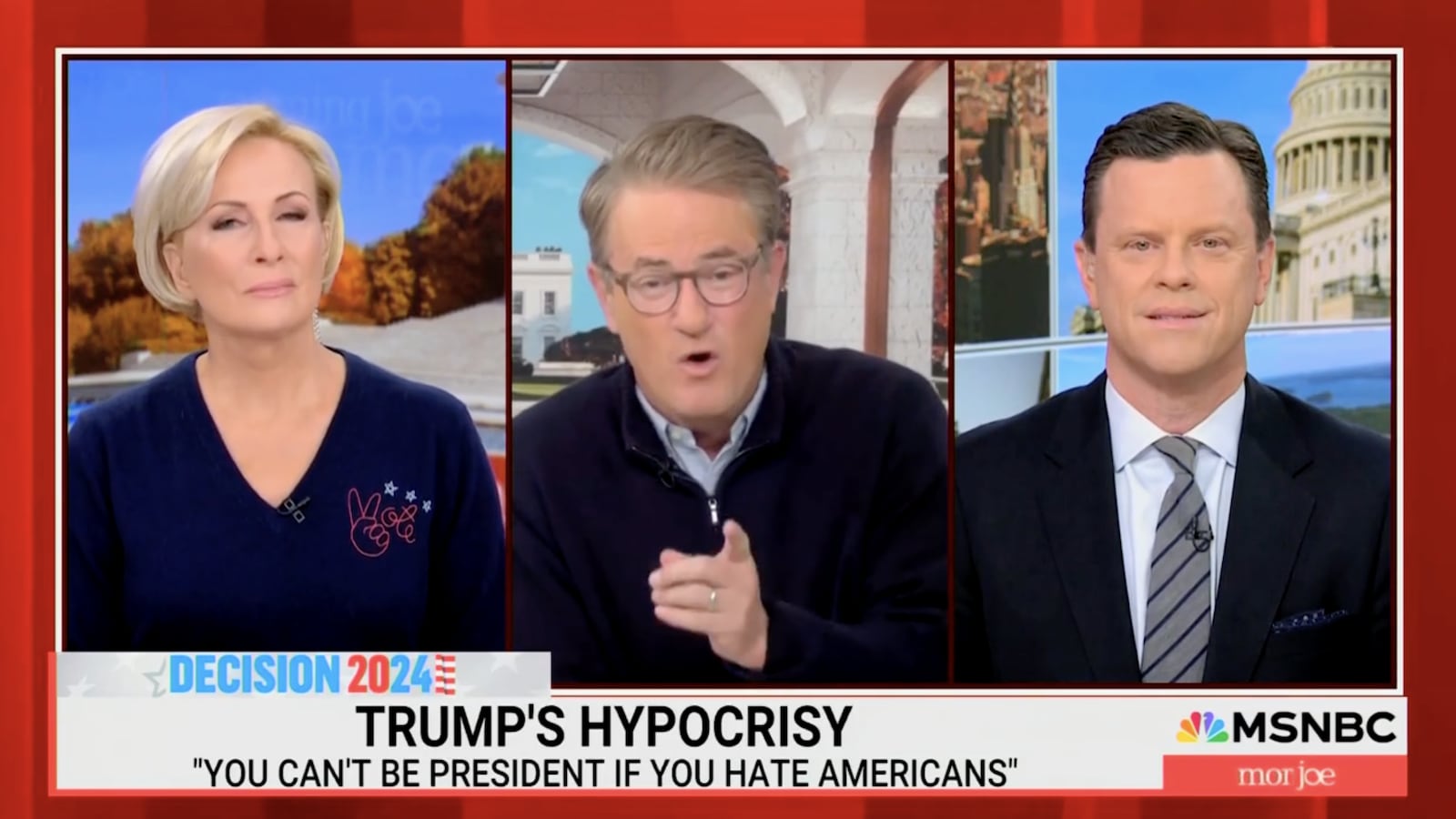 MSNBC’s Joe Scarborough calls out Donald Trump’s “laughable” hypocrisy over Joe Biden's “garbage” comment.