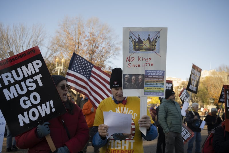 Demonstrators hold a protest outside the White House against U.S. President Donald Trump