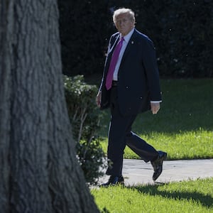 WASHINGTON DC, UNITED STATES - OCTOBER 17: United States President Donald Trump departs at the White House to Florida in Washington D.C, October 17, 2025. (Photo by Celal Gunes/Anadolu via Getty Images)
