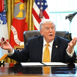 US President Donald Trump speaks while signing an executive order on fraud in the Oval Office at the White House