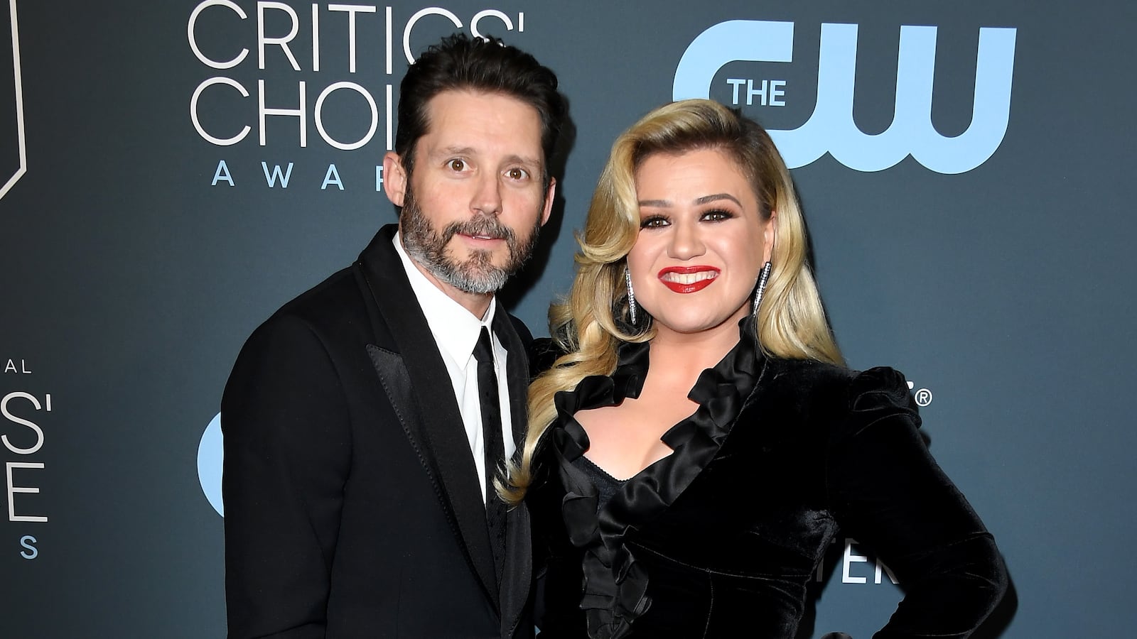 SANTA MONICA, CALIFORNIA - JANUARY 12: Brandon Blackstock and Kelly Clarkson arrives at the 25th Annual Critics' Choice Awards at Barker Hangar on January 12, 2020 in Santa Monica, California.
