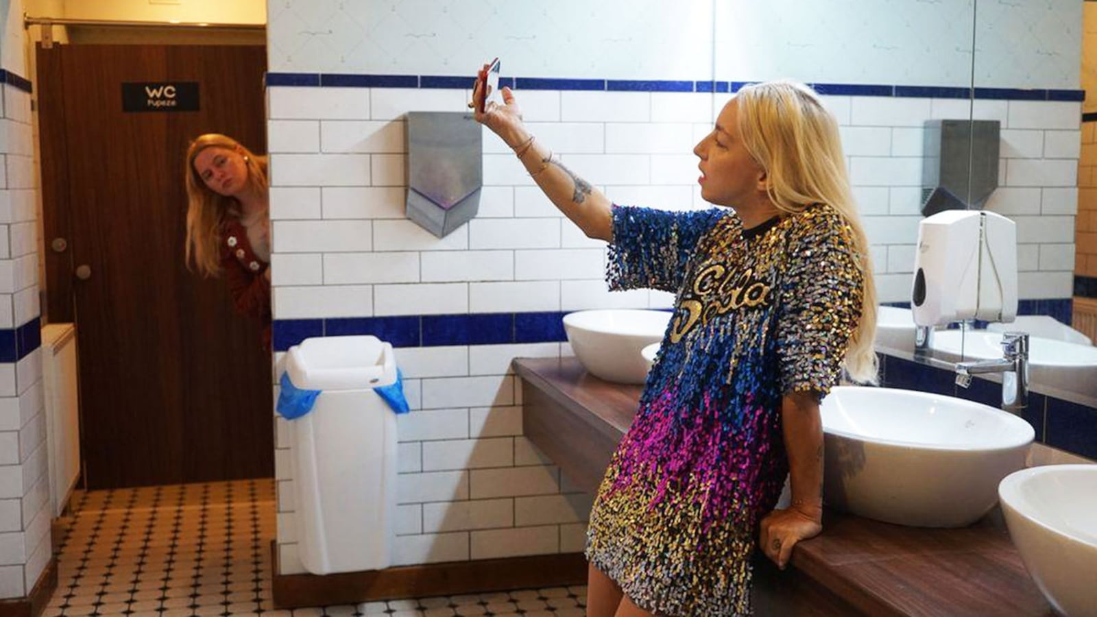 A photo including a still from the film Do Not Expect Too Much From the End of the World at The New York Film Festival