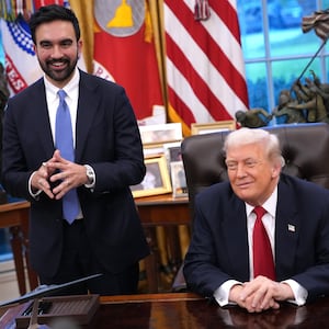 WASHINGTON, DC - NOVEMBER 21: U.S. President Donald Trump meets with New York City Mayor-elect Zohran Mamdani (L) in the Oval Office of the White House on November 21, 2025 in Washington, DC. Trump congratulated Mamdani on his election win as the two political opponents met to discuss policies for New York City, including affordability, public safety, and immigration enforcement. (Photo by Andrew Harnik/Getty Images)