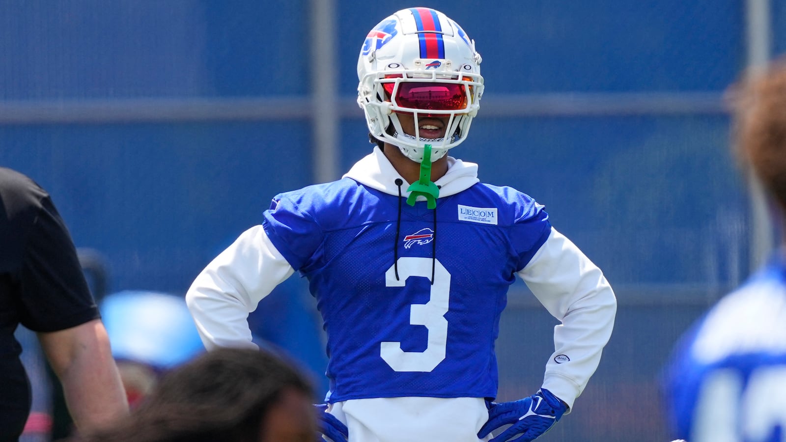 Buffalo Bills safety Damar Hamlin (3) observes teammates during Buffalo Bills Minicamp.