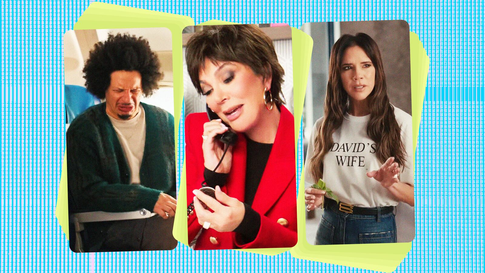 Kris Jenner in the Oreo advertisement. Eric Andrew in the Drumstick advertisment and Victoria Beckham in the Uber Eats advertisement.