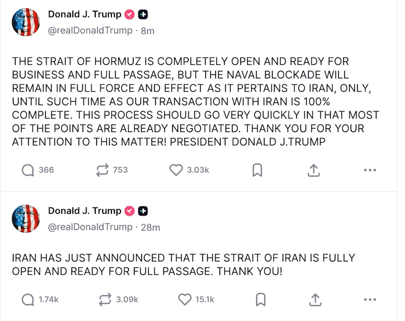 Trump's frenzied posts.