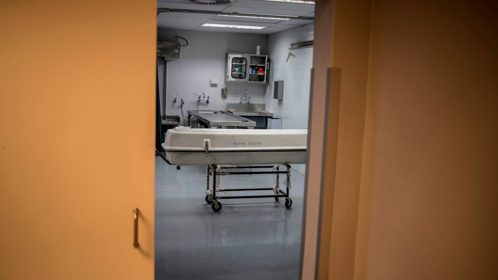 A tray containing the remains of COVID-19 patient seen at the AVBOB mortuary in Soweto