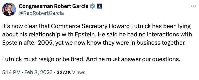 Rep. Robert Garcia on X