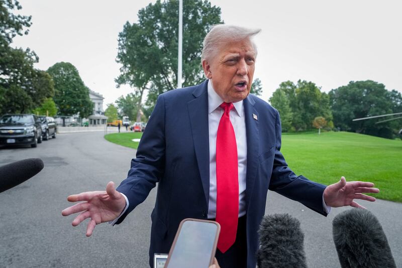 President Donald Trump speaks to the media at the White House in Washington, D.C. on September 16, 2025.