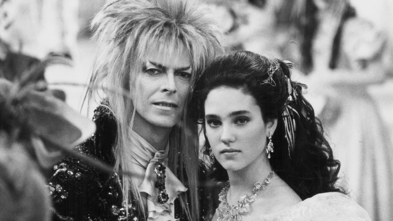 Actors David Bowie and Jennifer Connelly in a scene from the movie 'Labyrinth', 1986.