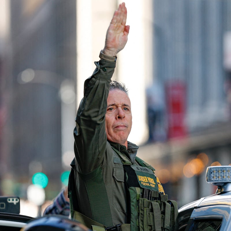 Customs and Border Patrol Commander Gregory Bovino leaves federal court after a hearing in Chicago in 2025.