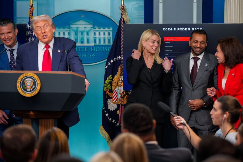 President Donald Trump speaks during a news conference in the James S. Brady Press Briefing Room of the White House on August 11, 2025 in Washington, D.C.