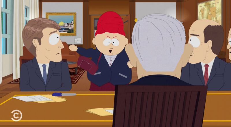 South Park, Sheila telling off PM Netanyahu in the final scene.